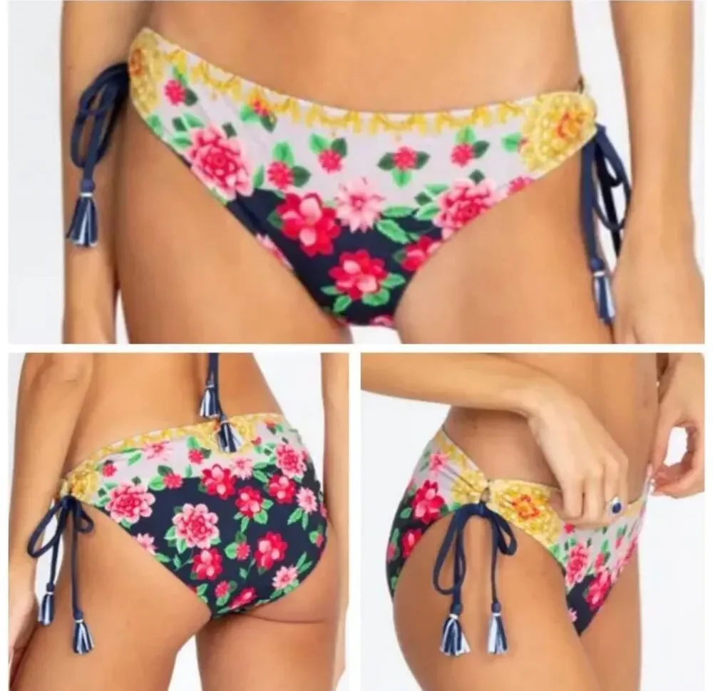 NWT Johnny Was Raina Tassle Bikini Bottom Size L